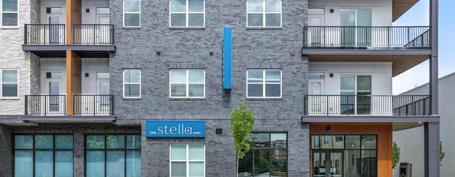 a building with a sign on it that reads the stella